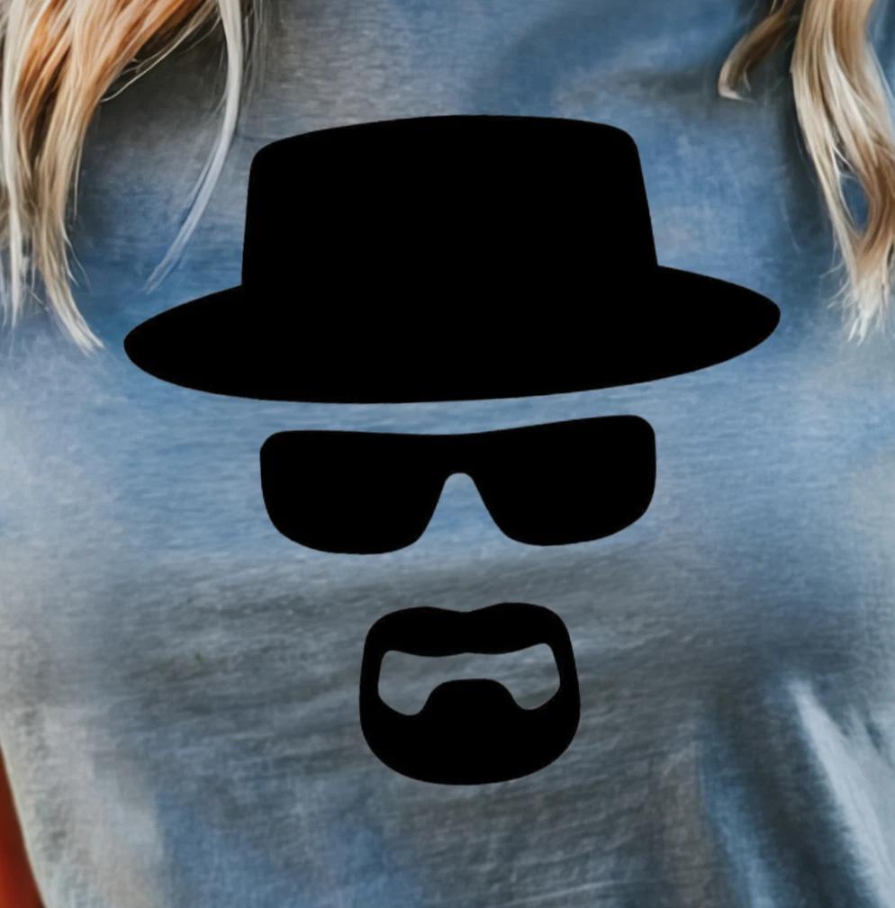 Heisenberg Silhouette T-Shirt, Hat Sunglasses Beard, Walter White XL