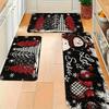 Christmas Plaid Tree Snowman Snowflake Kitchen Rug Set Non Slip Washable Floor Mat Indoor Holiday Decor