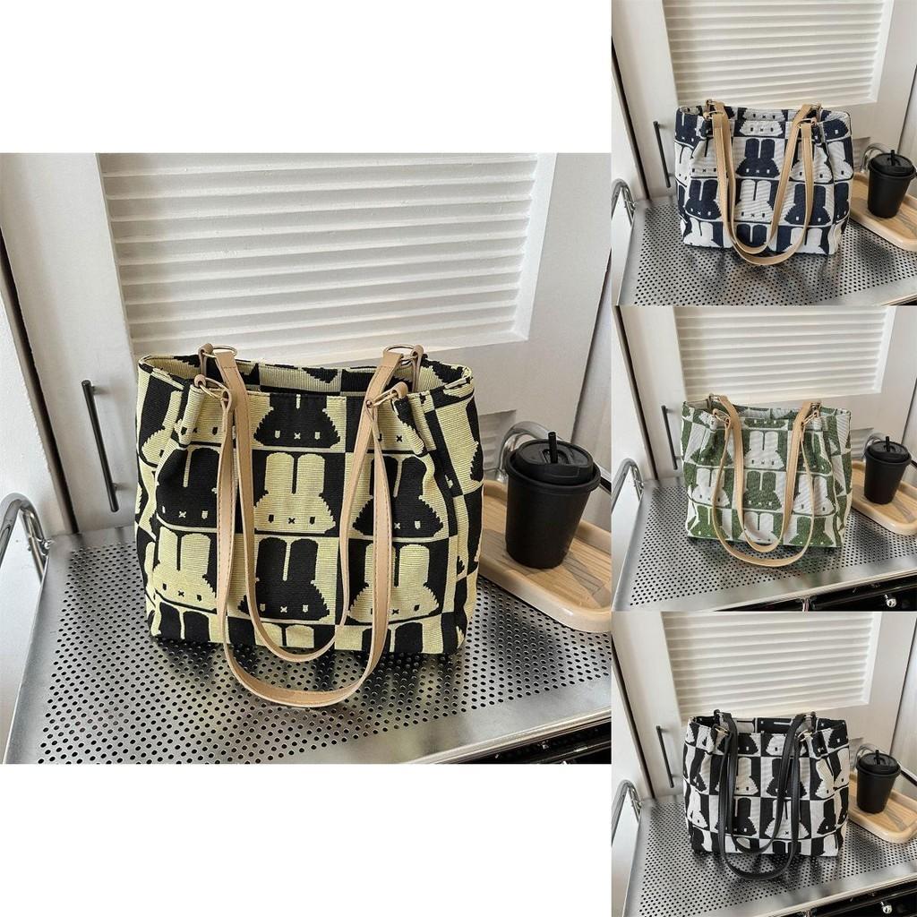 Urban Chic Canvas Tote Bag For Women With Large Capacity And Cartoon Print Design