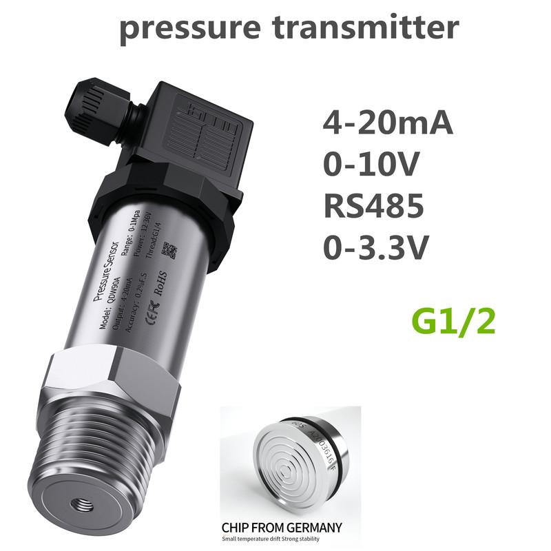 G1/2  4-20mA Pressure Sensor 0-10V 1bar/10bar/100bar oil water gas 100psi/10Kpa/50mbar RS485 pressure transmitter 4-20mA DC24V