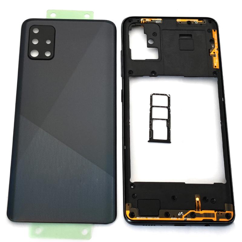 A51 4G Middle Frame For Samsung Galaxy A51 4G A515 Housing Battery Back Cover With Camera Lens Rear Door Glass A515 SIM Card