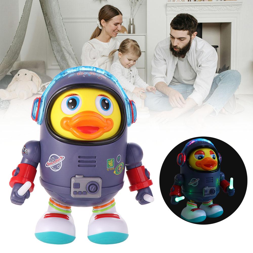 Plastic Dancing Astronaut Duck Toy Sound And Light Duck Musical Interactive Toy  Birthday Gift