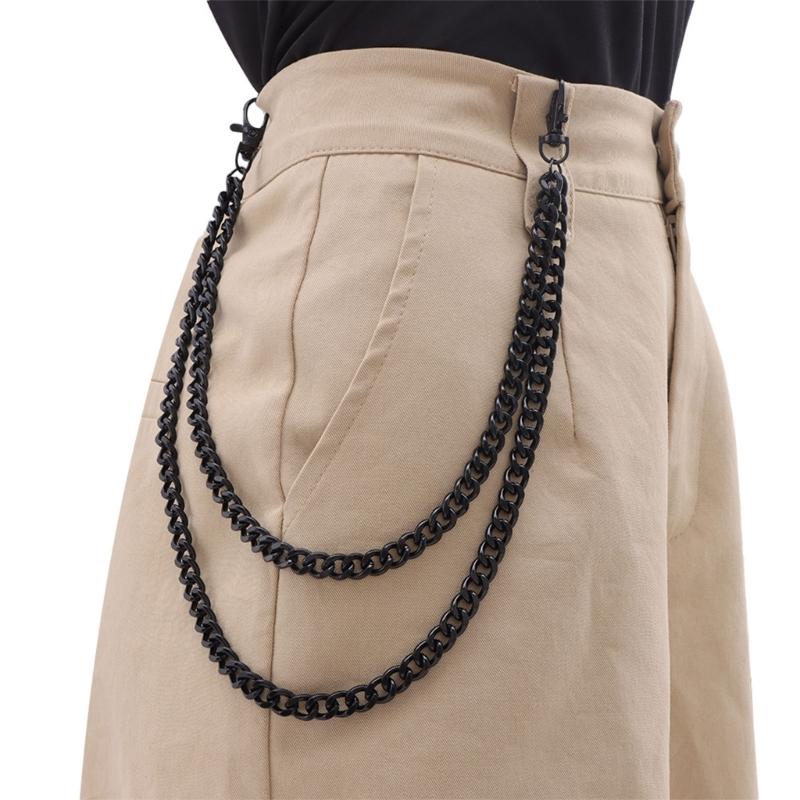 Waist Chain for Men Women Boy Girls Punk Wallet Keychain Belt Metal Jeans Pants Chain with Secure Clasp Accessories