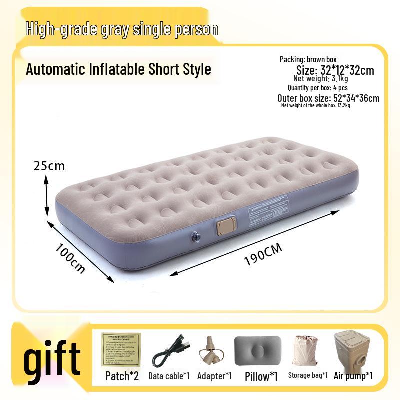 Elevated Flocked Inflatable Mattress with Built-in Pump and Moisture-Proof Pad