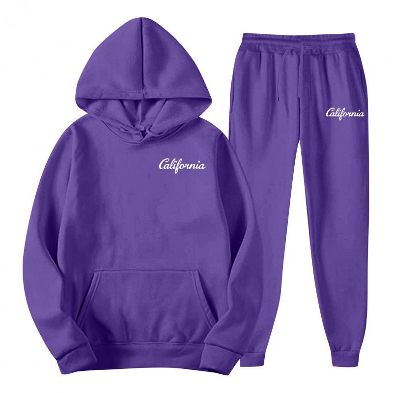 Men's Trendy Casual Solid Color Hoodie and Sweatpants Set for Autumn/Spring 2025