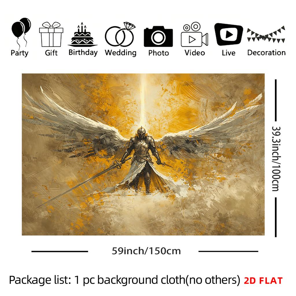 2D Flat 2D Flat Print 1 Large Size/ Pattern Print Tapestry Angel Gold For Room Wall Decor Scene Living Room