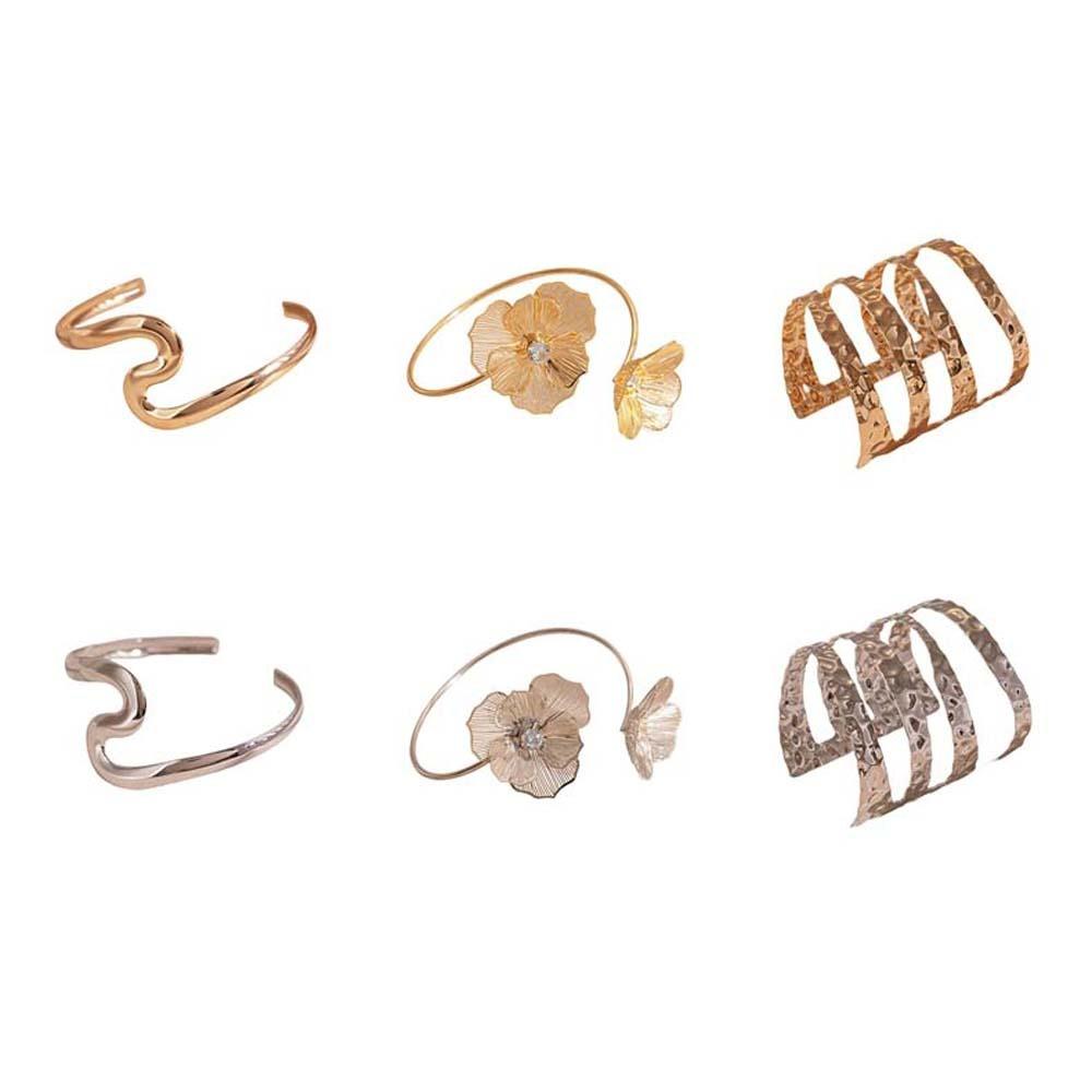 Geometry Wave Line Women Cuff Bangle Zinc Zinc Alloy Bohemian Bracelet Ins Fashion Metal Arm Cuff  Women