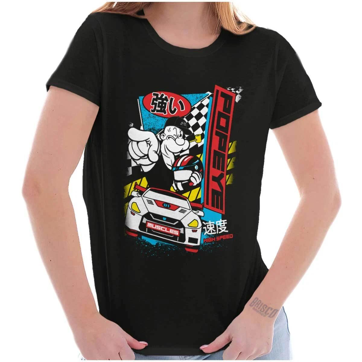 Cool Popeye the Sailor Man Kanji Speed Racer Womens Top Junior Graphic Tee XS