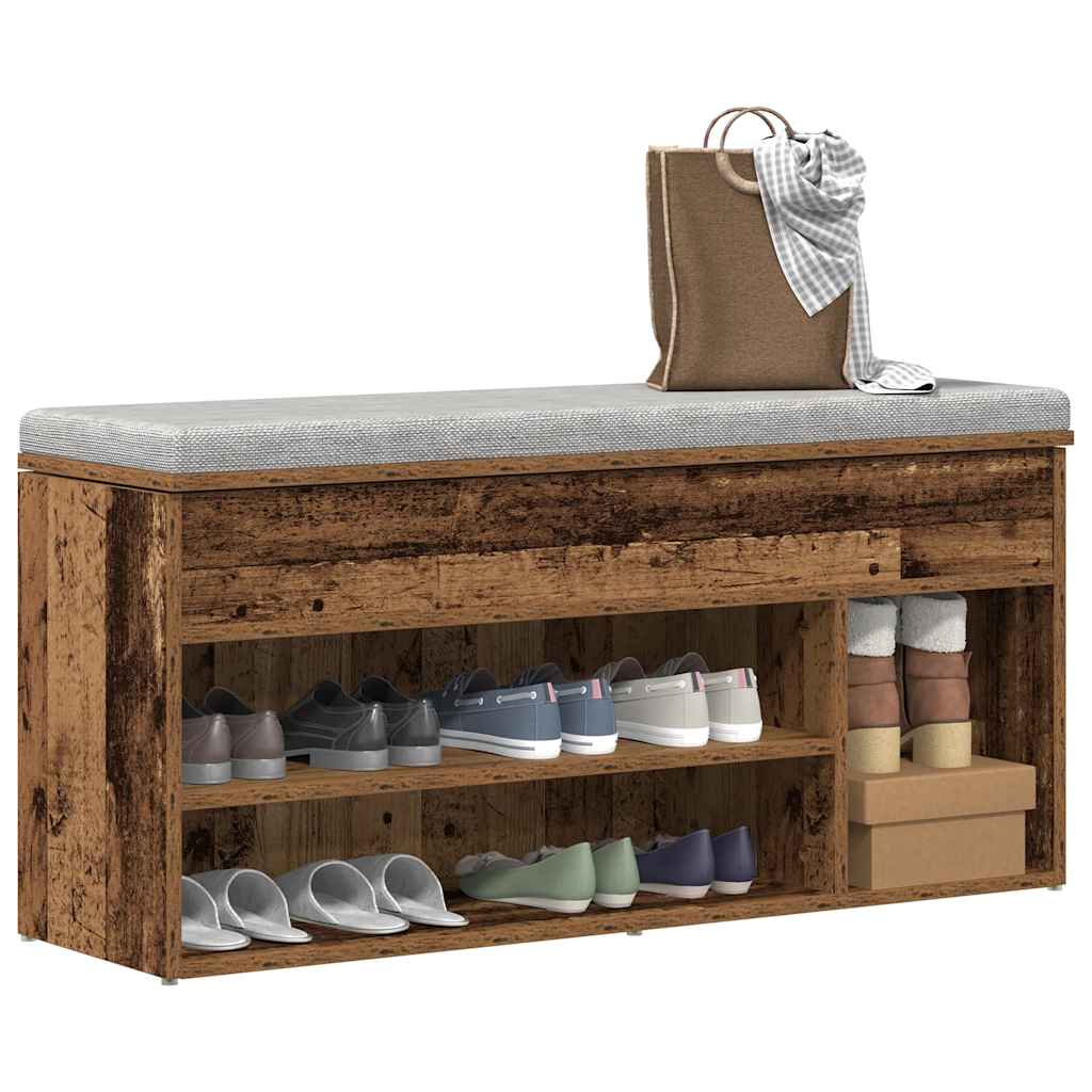 Shoe Bench Vintage Wood Look 102 X 30.5 X 45 Cm Engineered Wood