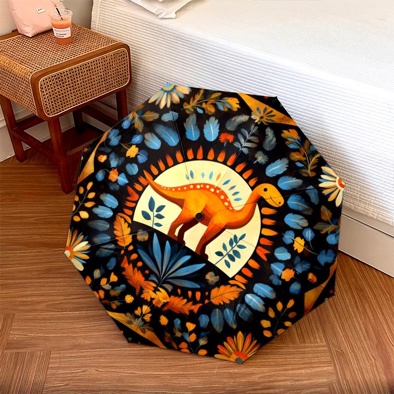 Retro Art  pattern, automatic folding umbrella, portable and foldable design, 8 ribs, a Christmas or birthday gift.