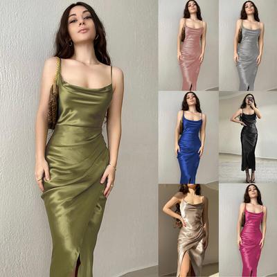 Női szexi, kötőfék nélküli, kötőfék nyakú, magasan hasított parti hazatérés ruha Clubwear ruha