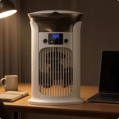Desktop Air Chiller Translucent Reservoir Tabletop Digital Display Home Appliance Ivory
