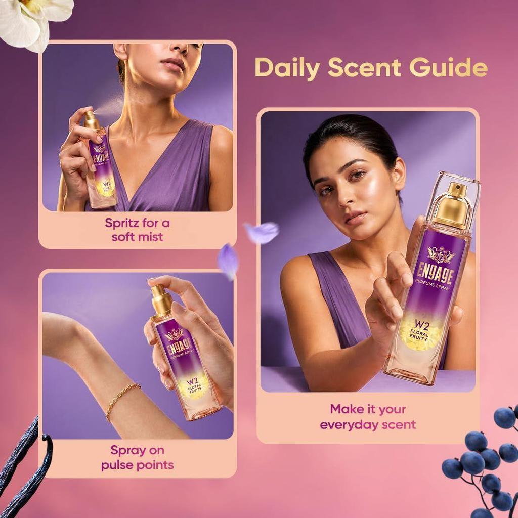 Engage W2 Perfume Spray for Women 120ml | Floral & Fruity |Berries, Orchid, Vanilla |