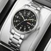 Heren 38mm Lichtgevende Wijzerplaat Dag Datum Horloge Licht op in het Donker Groen 30M Waterdicht Veldhorloge met Roestvrijstalen Band Beste Cadeaus Klok