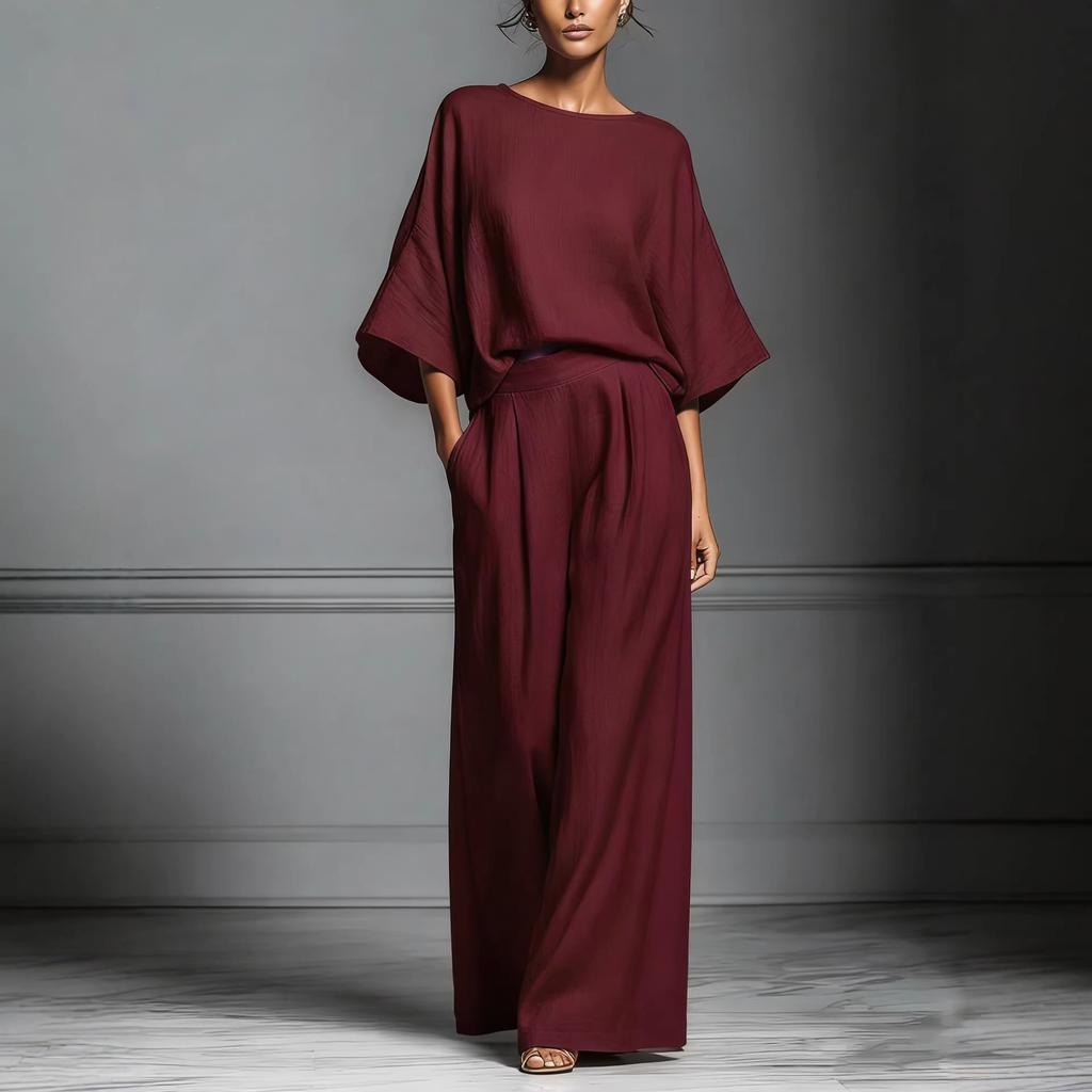 Spring and summer European and American foreign trade new women's clothing fashionable and elegant horn sleeve linen suit