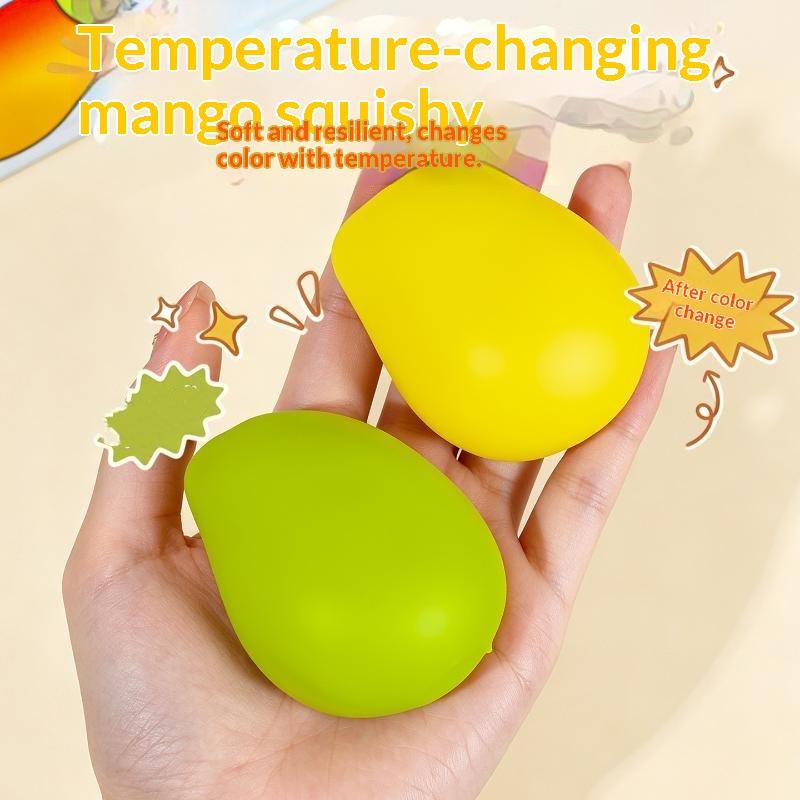 Color Changing Mango Squeeze Toy Soft Asmr Sensory Squeeze Ball Anti-Anxiety Stress Relief Toy For Adults