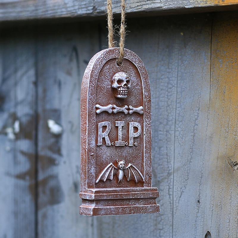 Halloween Skulls Tombstones Pendant Decoration Haunted House Cemetery Coffin DIY Garden Yard Outdoor Halloween Party Prank Props