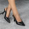 Black Mirror Pointed Toe High Heels Women's Simple Versatile Shoes Fashion Sexy Slingback Shoes Elegant Mules Sandals Female