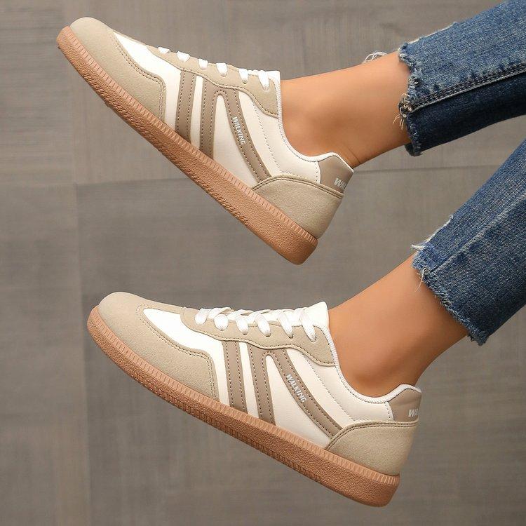 Women s Large Size Moral Training Shoes Sneakers New Retro Color Matching Flat Shoes 36
