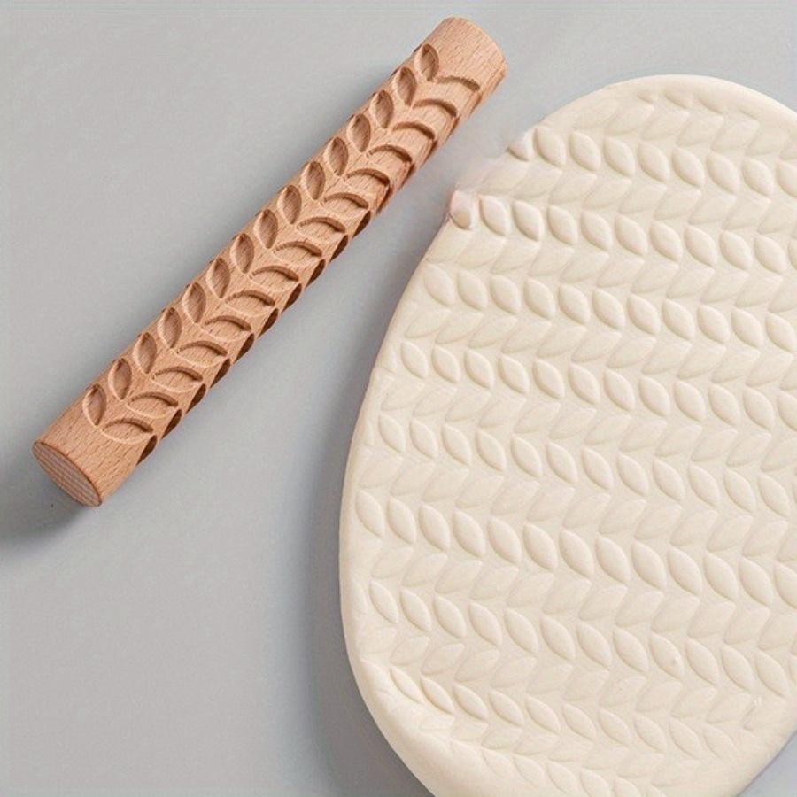 1PC Solid Wood Clay Clay Tools - Wooden Rolling Pin, Clay Press Stick, Printing Stick, Large Area Embossing Mold