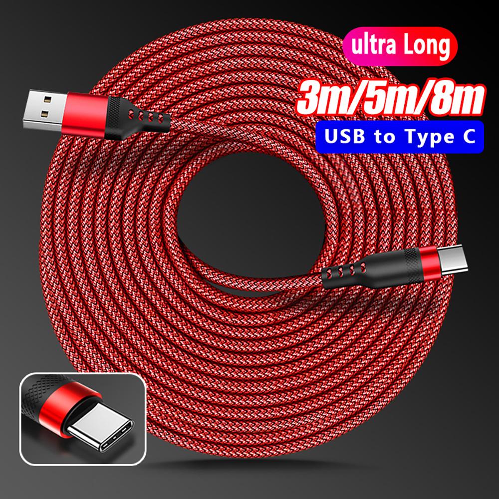 66W 6A Ultra Long USB Type C Fast Charger Cord Braided For Samsung Galaxy S24 Xiaomi  Phone Charger USB C Distance Charge