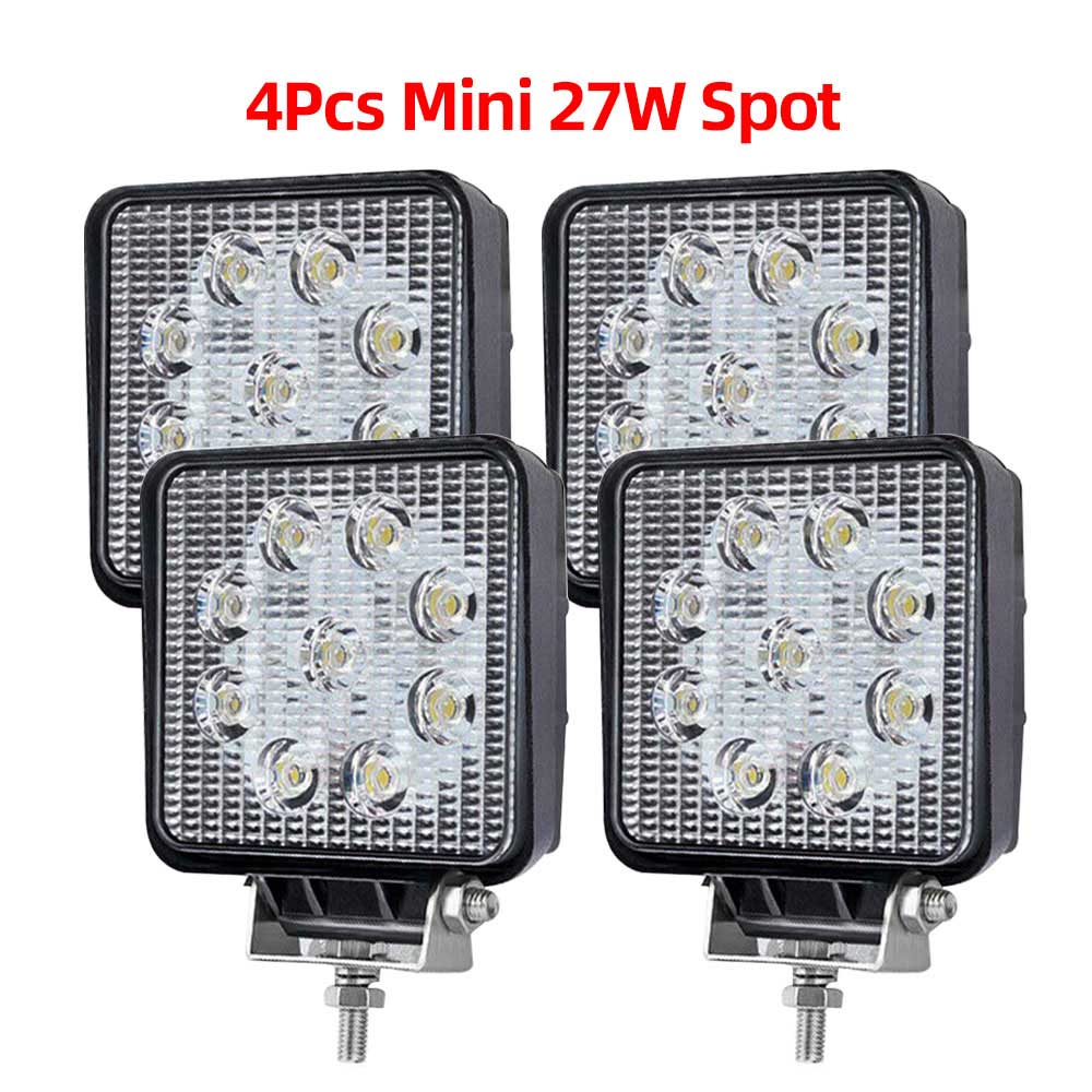 Car Led Light bar 27W 48w Led bar 16barra Square Spotlight Off Road LED Work Light 12V 24V for Car Truck 4X4 4WD SUV ATV