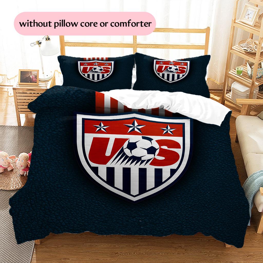 USMNT Pattern Bedding Quilt Set Home Decoration Gift (1 * Duvet Cover + 2 * Pillowcase Without Core)