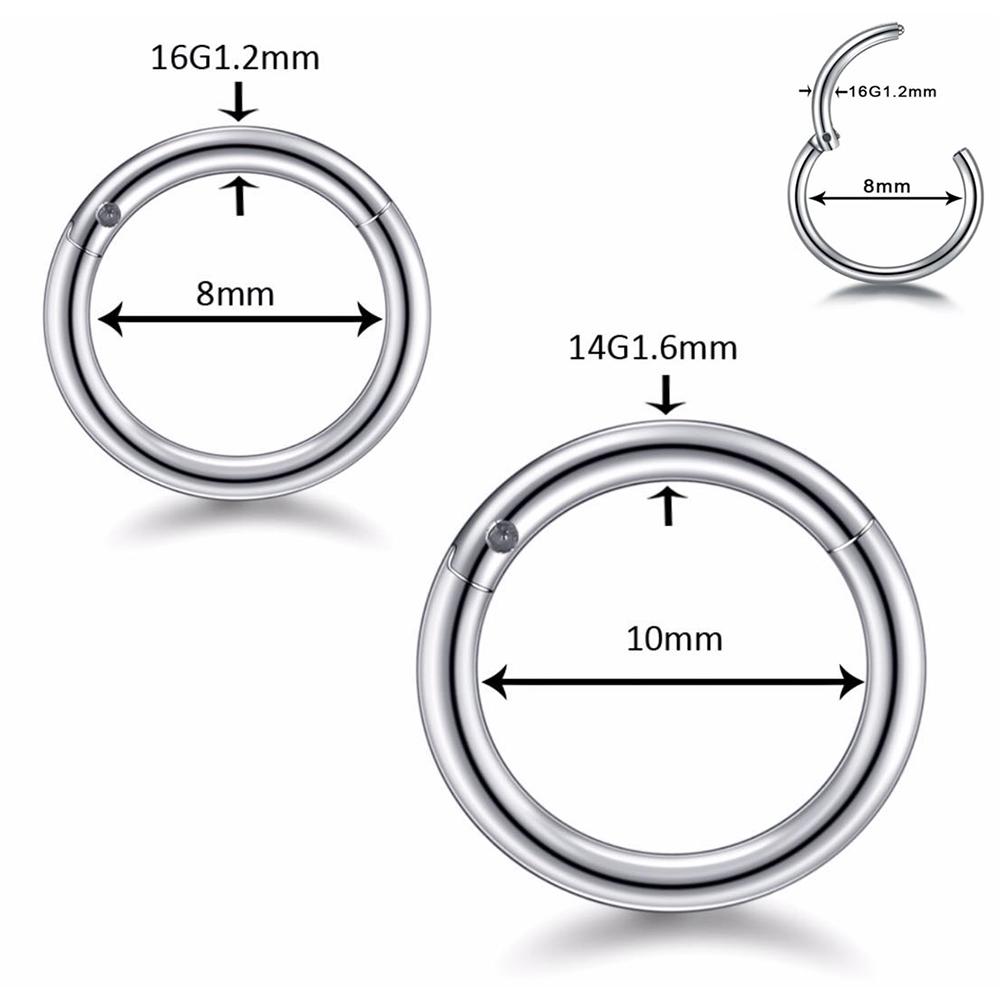 G23 Titanium Piercing Hight Segment Clicker Nose Ring Open Small Septum Hoop Nose Earrings Women Man Ear Nose Helix Body Jewelry