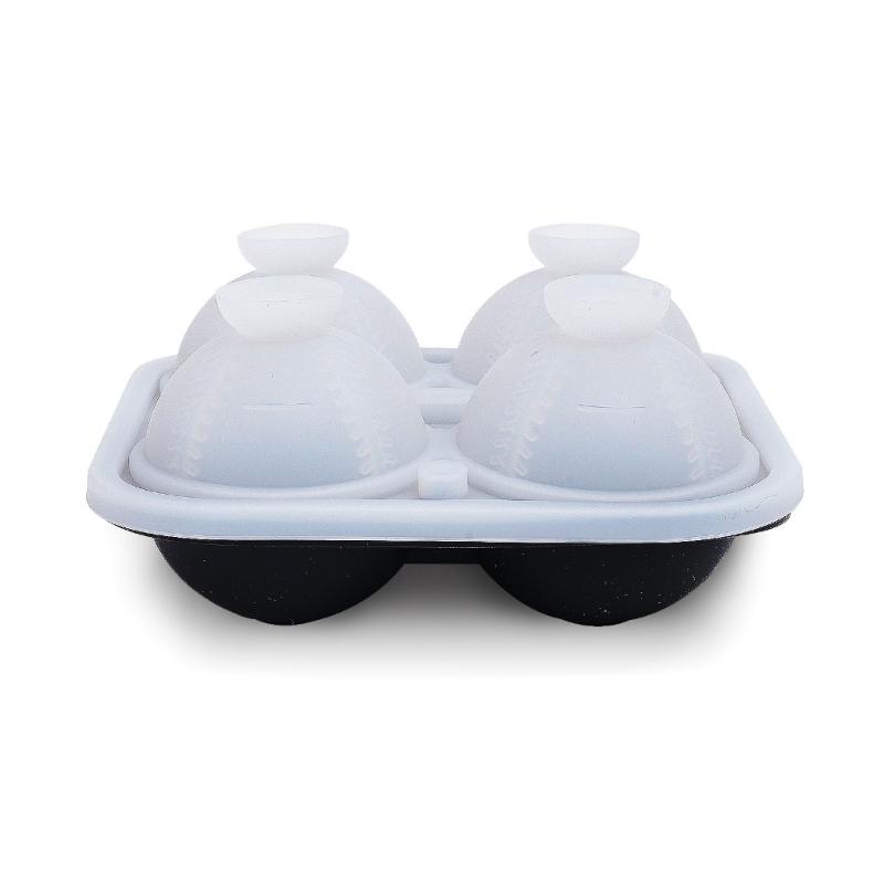 Moule à glaçons en forme de balle de baseball 3D Silicone Fabricant de boules de glace rondes pour boissons créatives et fêtes Outil de fabrication de bâtonnets de glace