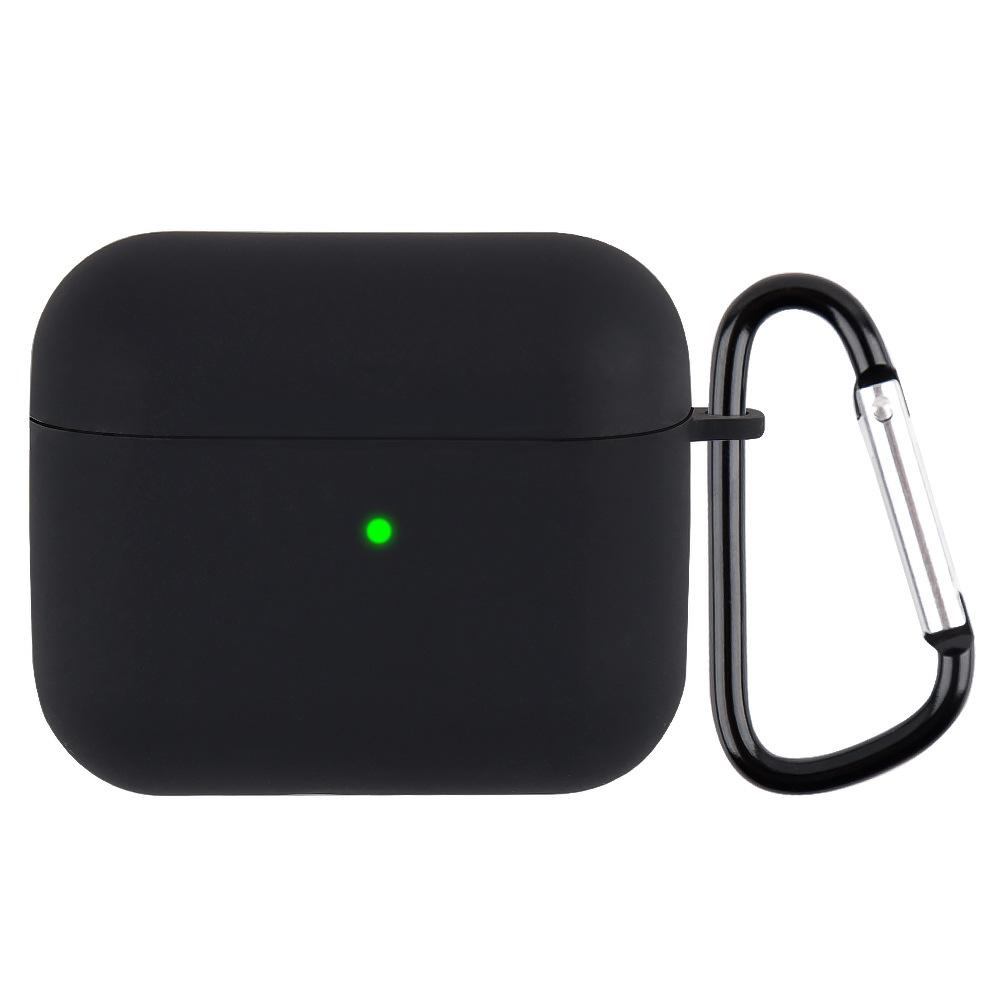 Suitable for AirPods 3 Silicone Solid Color Buckle Earphone Cover Anti-drop Non-slip Protective Cover Portable Soft Case