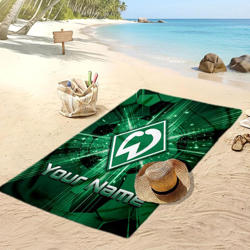 Werder Bremen FC Personalized Printed Beach Towel Soccer Logo Support Custom Name Text Absorbent Towel For Sport Travel Special Gift