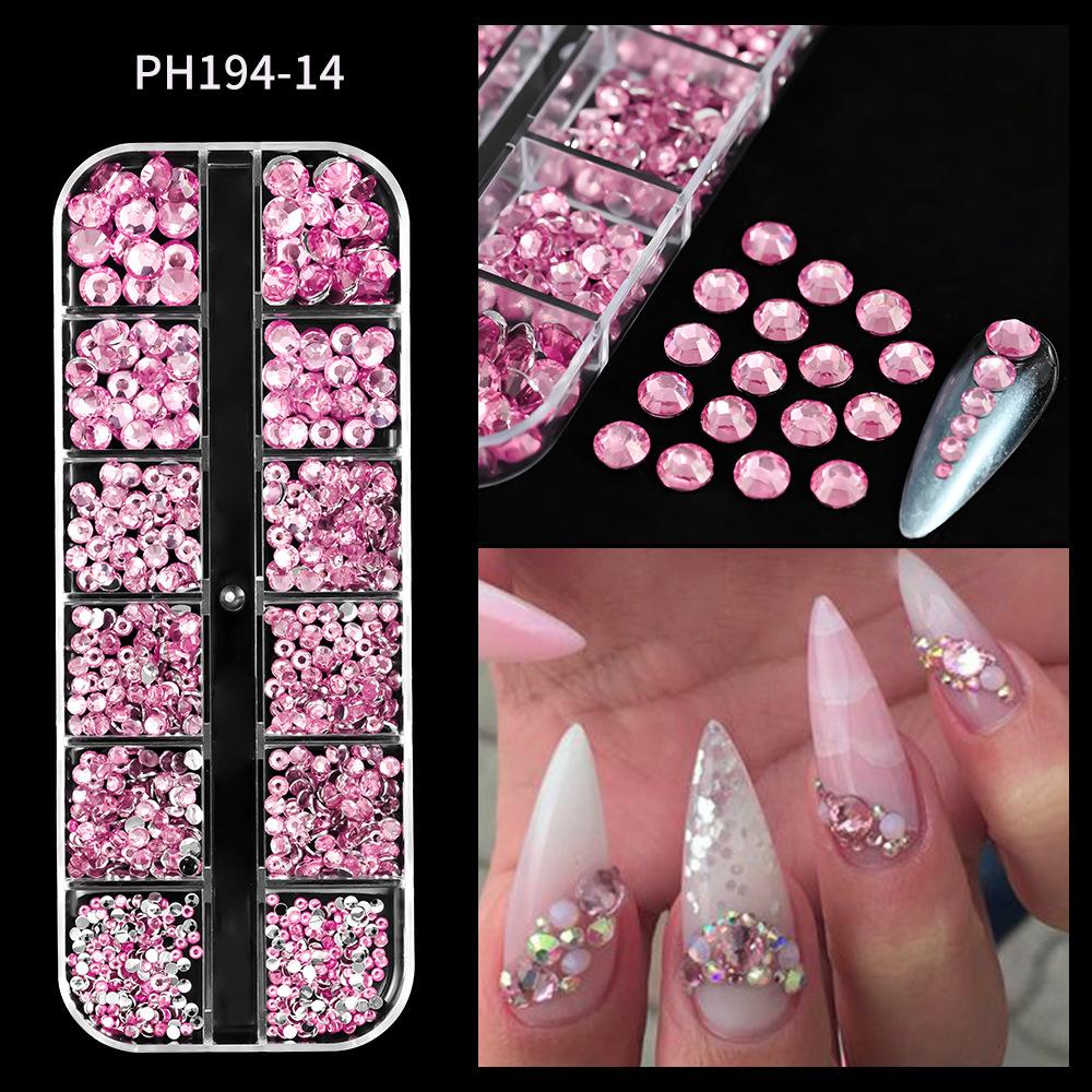 14pcs Resin Rhinestones Colorful Transparent Assorted Sizes Mixed Mini Gems Nail Art DIY Accessories