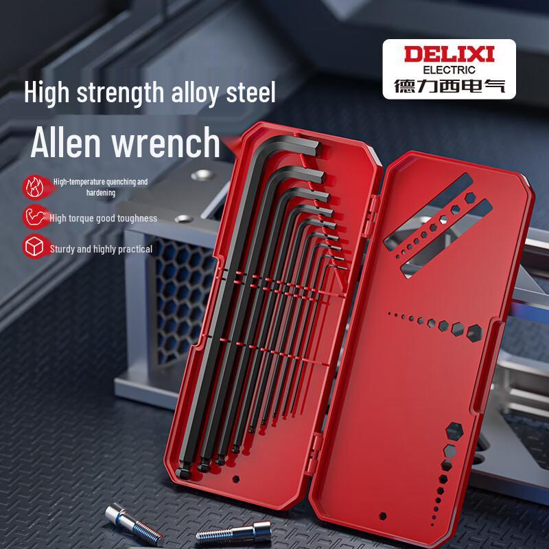 Delixi 9-Piece S2 Steel Hex Key Set Explosion-Proof Box
