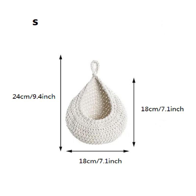 XS-2XL Handwoven Wall Hanging Fruit Vegetable Basket Teardrop Plant Basket Kitchen Table Wall Hanging Storage Basket Container