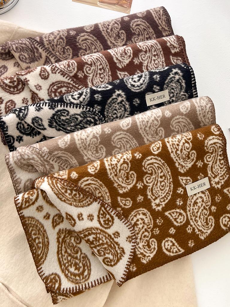 Thick Warm Winter Cashmere-Like Scarf for Women - Luxury Paisley Print Shawls Wraps, Lady's Travel Stole & Fashion Bufanda