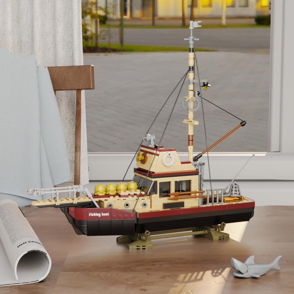 2024 stadt Fischerboot Schiff Schleppboot Bausteine Set 609 PCS Piratenschiff Meer Fischer Spielzeug für Kinder Geschenke