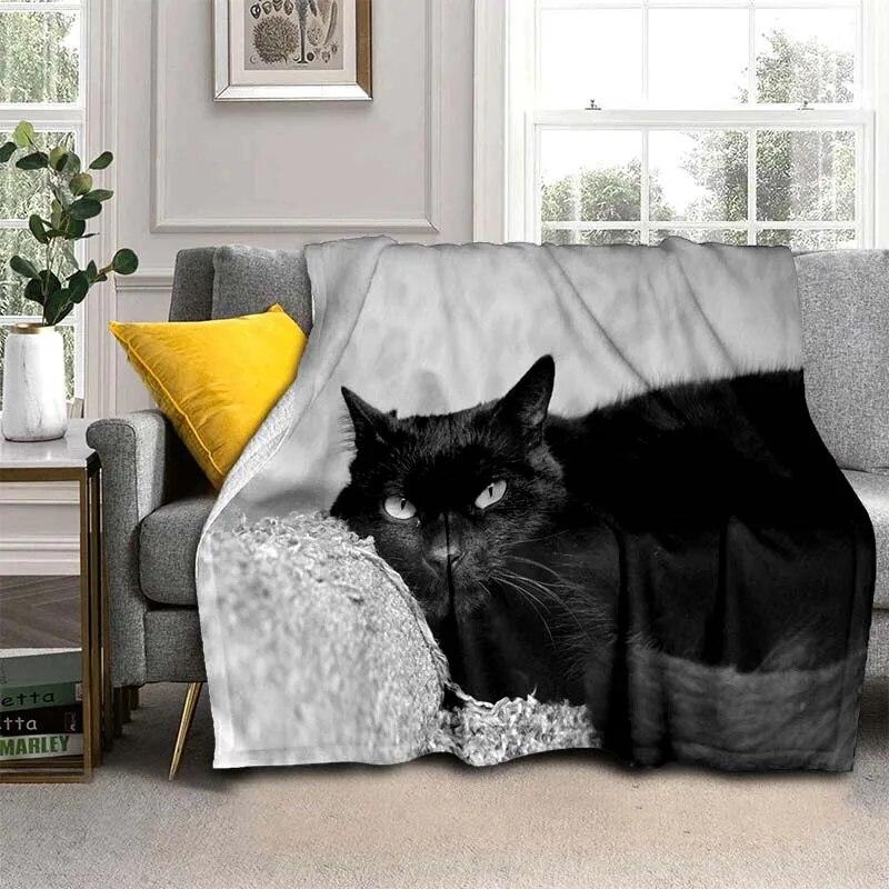 

Мистическое одеяло Black Cat - легкий фланелевой плед для дивана и кровати, одеяло с цифровой печатью из мягкой фланелевой ткани с червями 150cm x 200cm