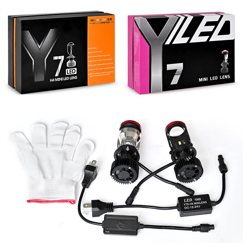 

2 шт. светодиодная лампа Светодиодные фары H4 линза Y7D 12-24 В Дальний Ближний свет Турбовентилятор Автомобильные светодиодные фонари Y7D-H4