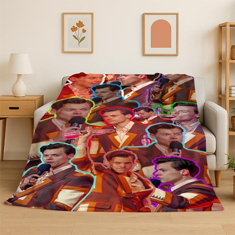 Moda Harry Styles Cantante Stella Coperta di Flanella Morbida Calda Coperta Plaid per Camera da Letto Soggiorno Letto Viaggio Campeggio Picnic Regalo