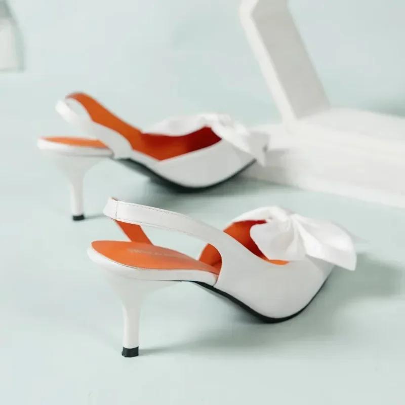 Fashion 2025 High Quality Ladies Shoes Baotou Women's Sandals Fashion Butterfly-knot Office and Career New Plus Size Solid Heels Women