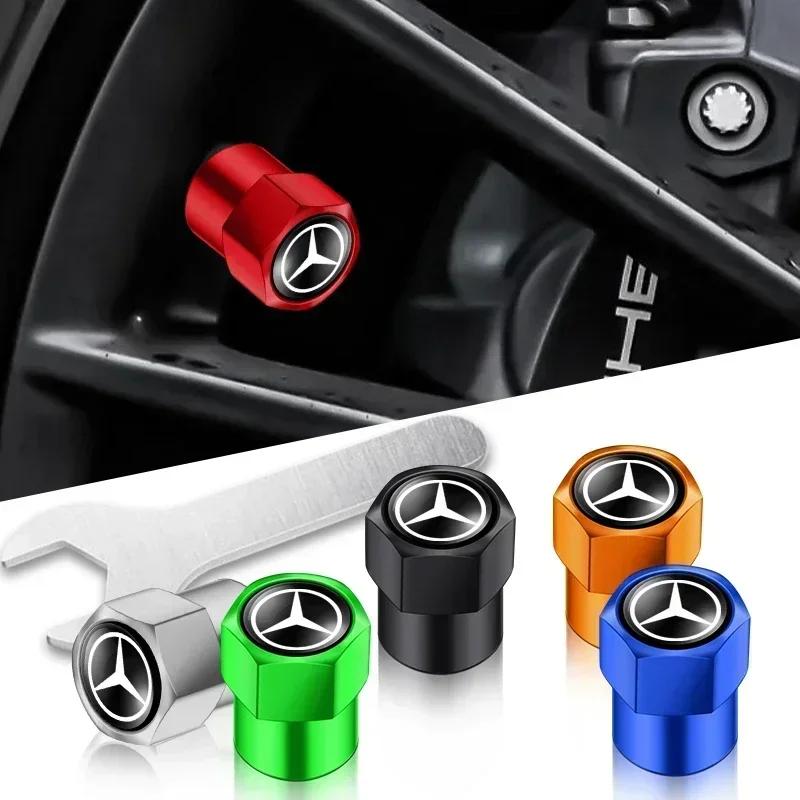 CSC1 4Pcs Metal Car Wheel Tire Air Valve Caps Stem Covers For Mercedes Benz B/C/E/S Class A Class C200L GLC GLE CLA Car accessories