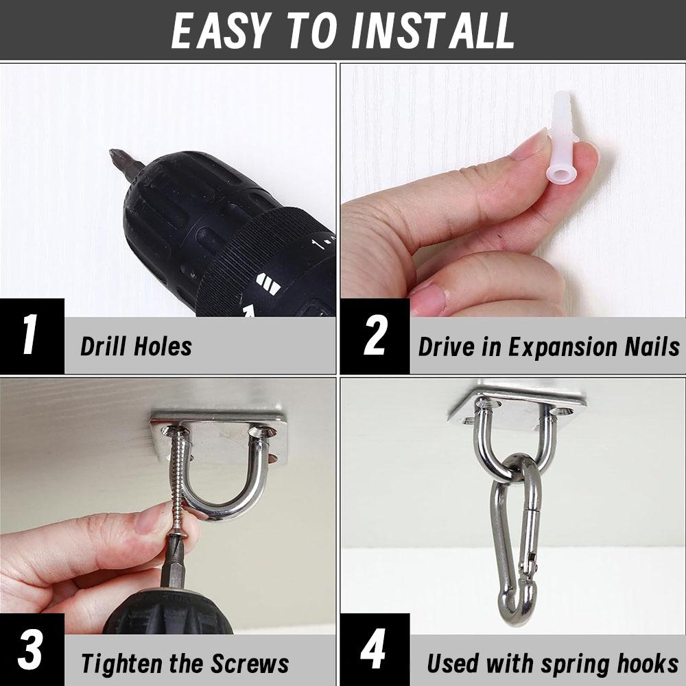 1-10PCS Wall Mounting Hook Pad Eye Plates Marine Hardware Multifunctional Wall Mount Hooks for Exercise Resistance Bands Swing