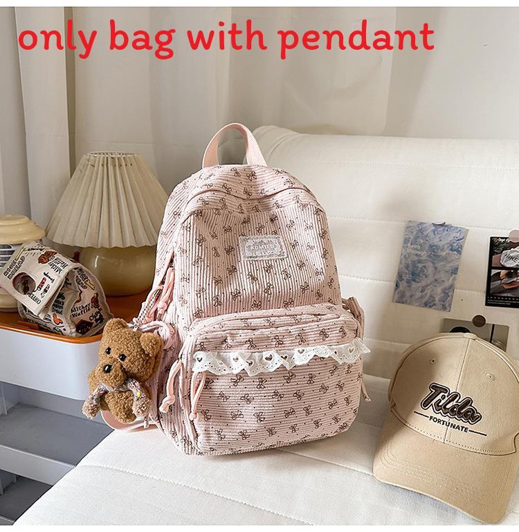 Korean Style Girls Backpack With Bow Pattern For School And Travel Purposes