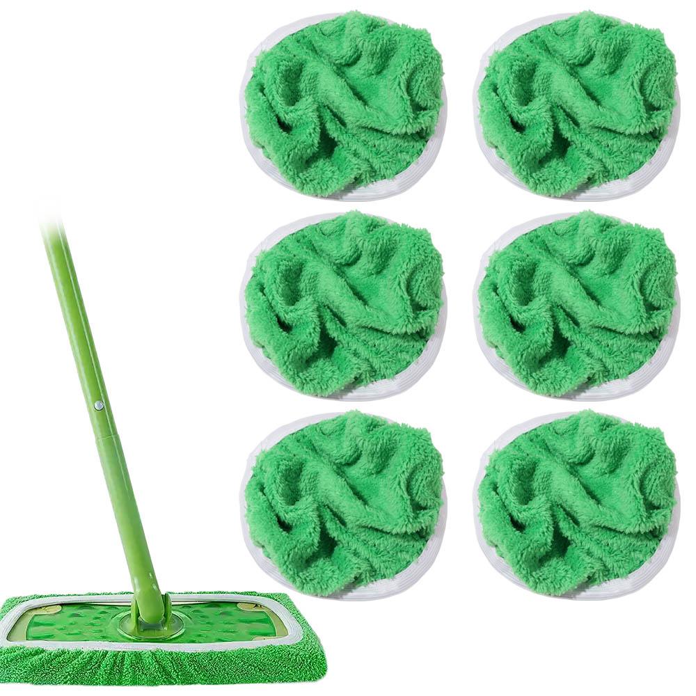 6Pcs No Shedding Microfiber Mop Cloth Reusable Mop Replacement Cloth Swiffer Sweeper