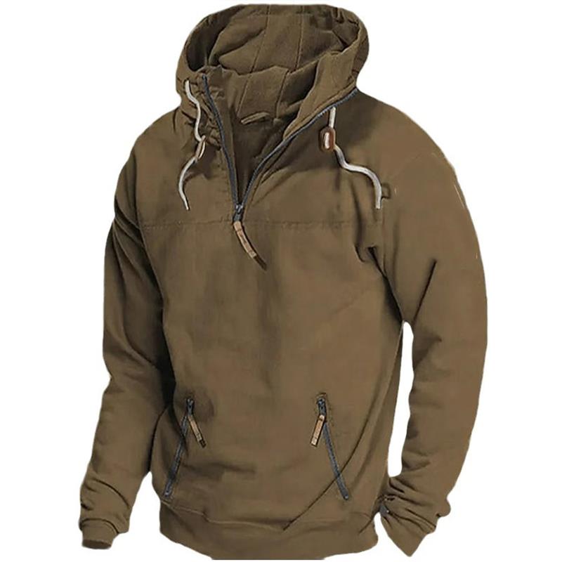 Autumn And Winter Hooded Solid Color Men's Casual European Size Sweater Youth Men's Jacket