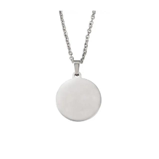 10Pcs 15-30mm Blank Round Discs Pendant Necklaces Gold Plated Chain Necklaces For DIY Custom Name Logo Women's Men's Jewelry