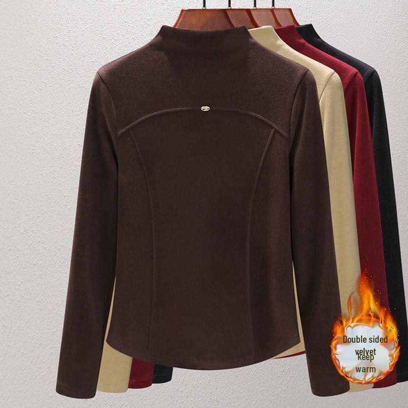 

Women s Corduroy Long-Sleeved Velvet Blended Base Layer Top - Half-High Neck (Spring/Autumn 2026) 2XL (recommended 65-73kg)