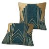 Art Deco Glamour - Teal And Gold 2 Pcs Square Pillowcase Pillow Cover Cushion Zip Decorative Comfort Throw Pillow For Home Car