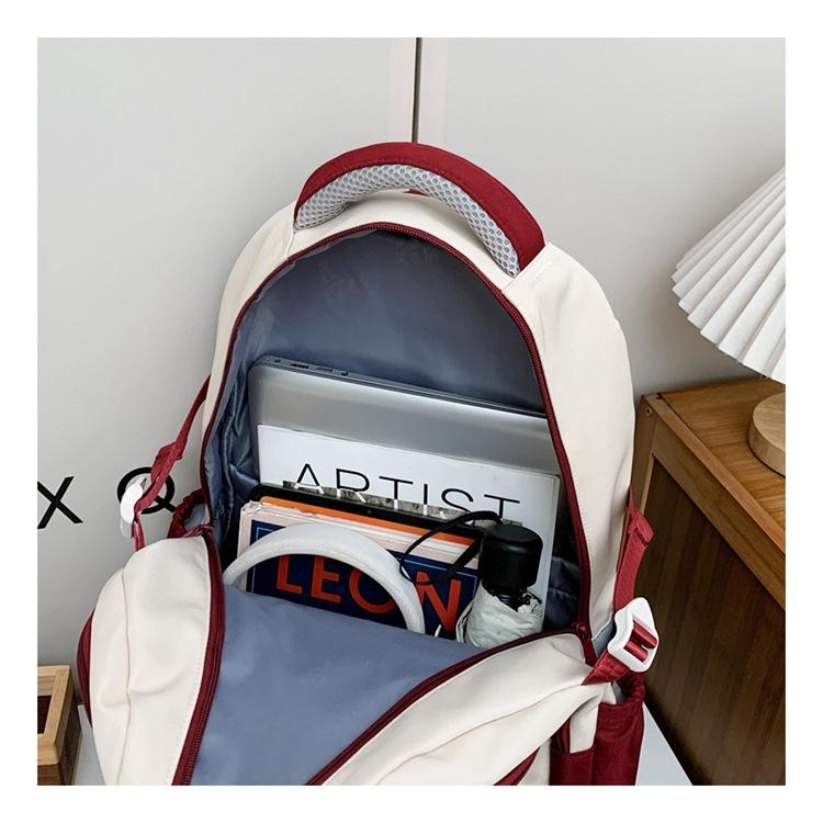Backpack Women's School Bag Junior High School Student Large Capacity Student Backpack Lightweight Versatile Contrast Color Backpack