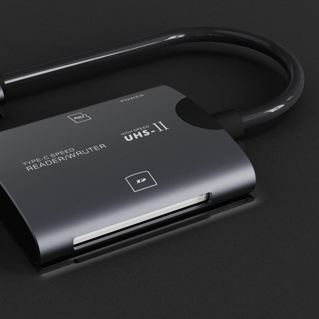 USB Multi-Functional High-Speed Card Reader: TF, XD, Type-C, Aluminum Alloy